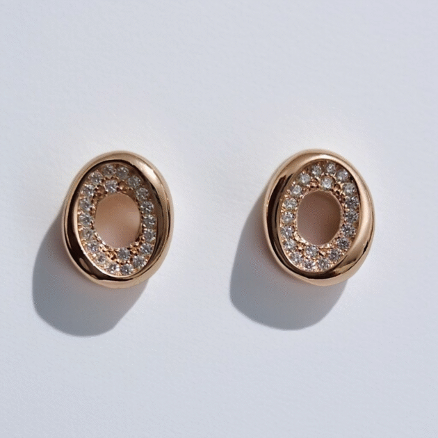 Rosegold Inner Diamond Circle Studs