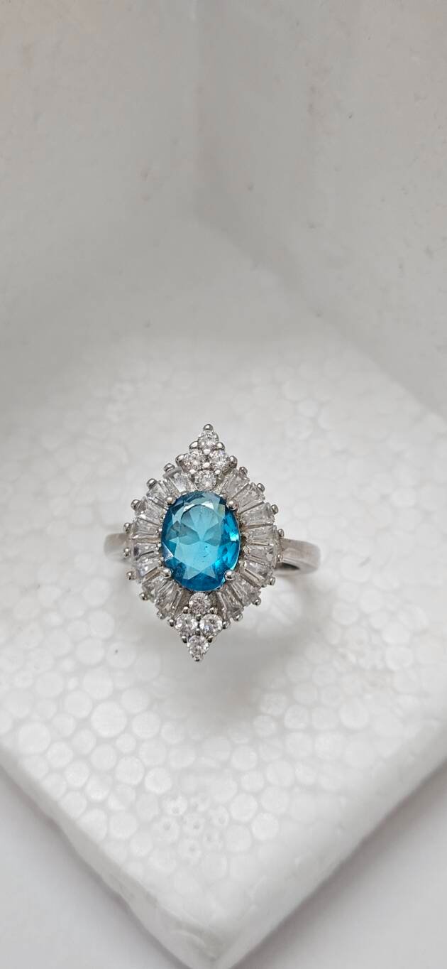 Aqua Marine Stone Cocktail Ring