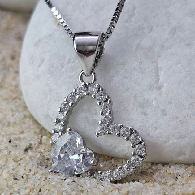 Heart Within a Heart Pendant Necklace