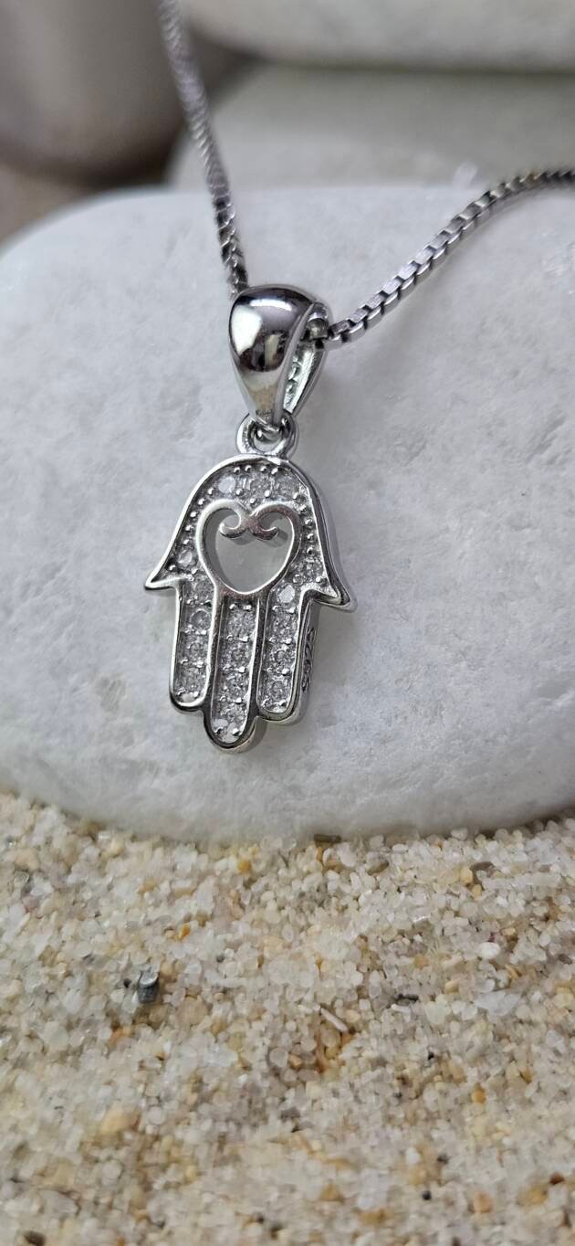 Hand of Guard Silver Necklace