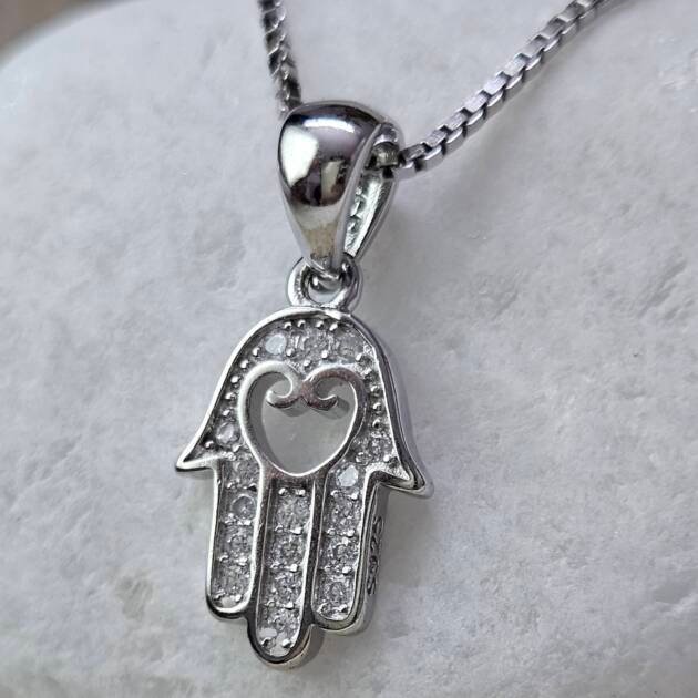 Hand of Guard Silver Necklace