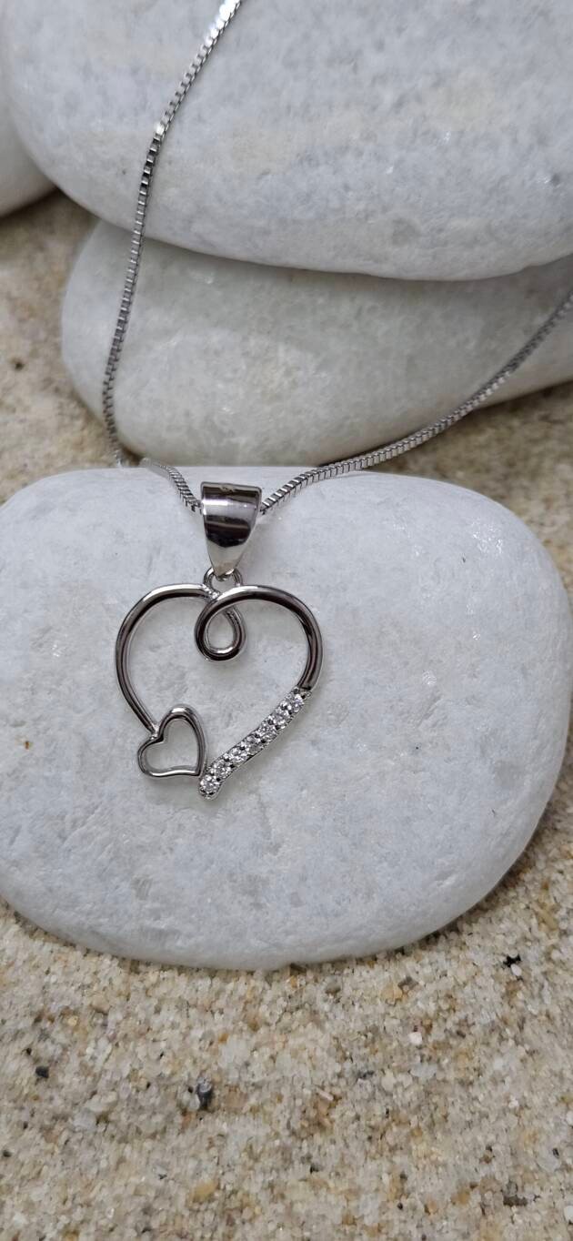 Linked Hearts Silver Necklace