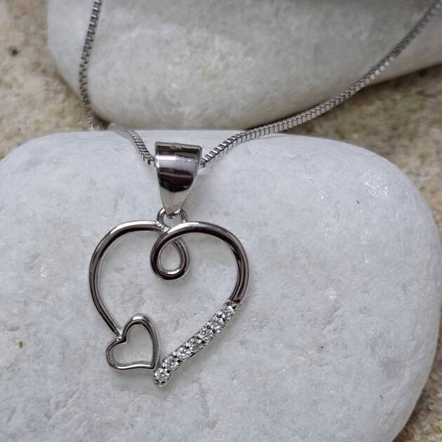 Linked Hearts Silver Necklace