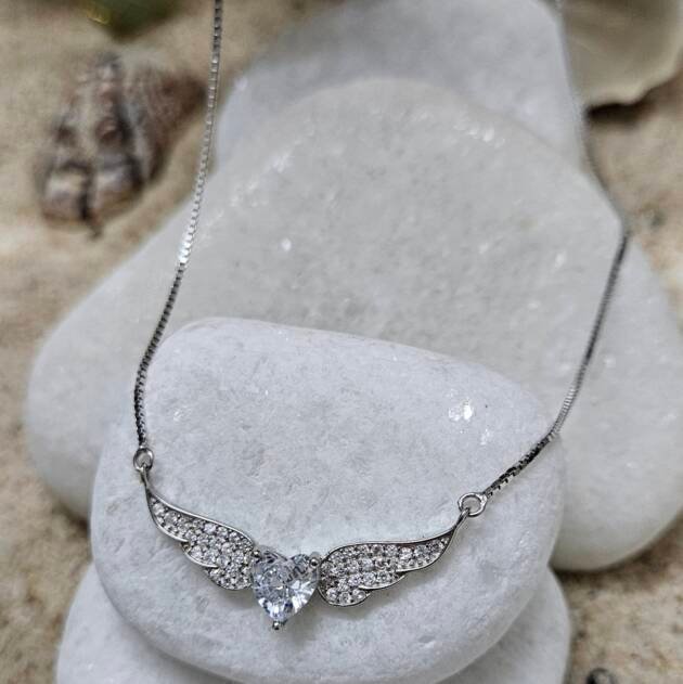 Winged Heart Silver Necklace