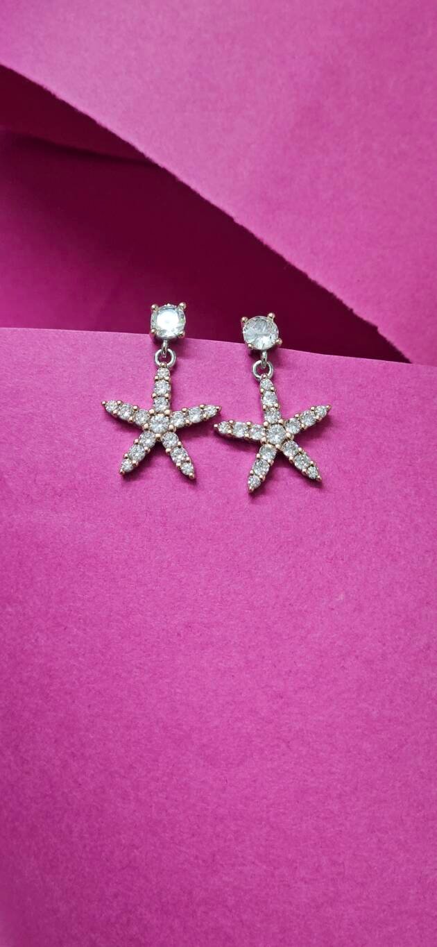 Starlit Drop Silver Earrings