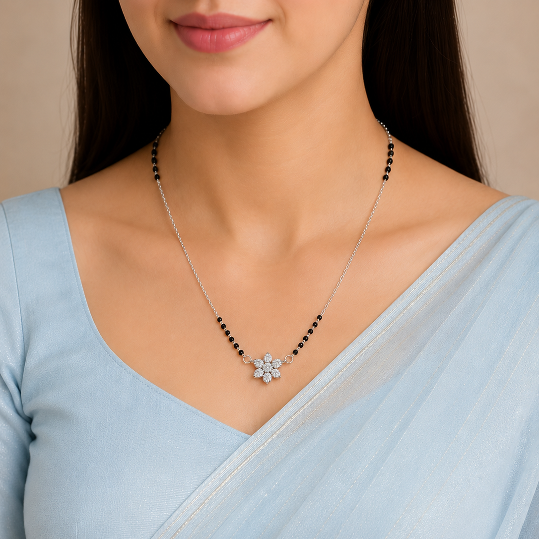 White Stone Blossom Mangalsutra - Image 2