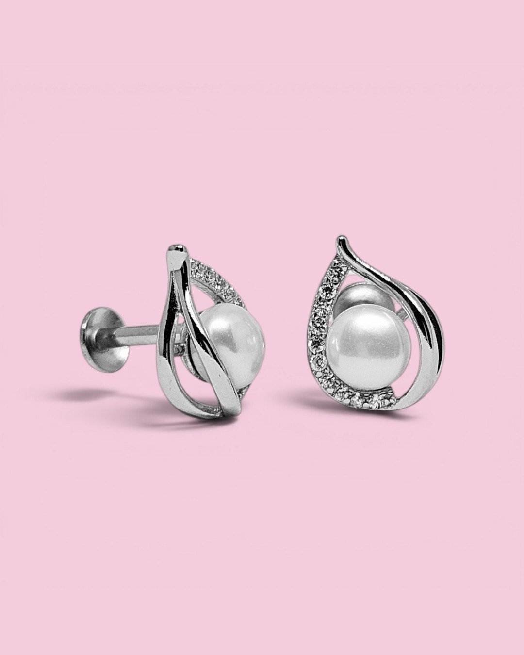 Teardrop Pearl Studs - Image 2