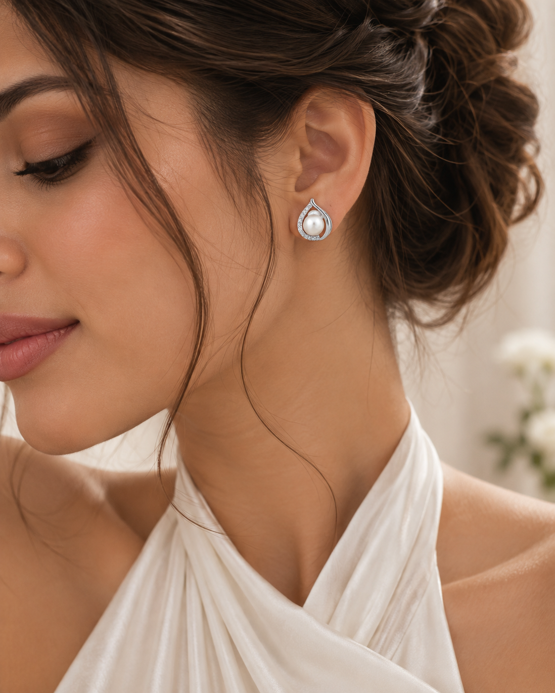 Teardrop Pearl Studs - Image 3